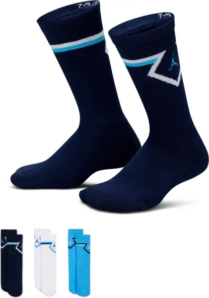 Шкарпетки дитячі Nike JORDAN DIAMOND CREW темно-сині, білі, блакитні (3 пари) BJ0832-695