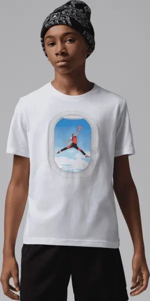 Футболка подростковая Nike AIR JORDAN PLANE WINDOW белая 95F903-001