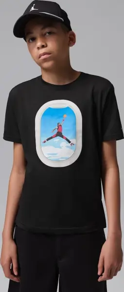 Футболка подростковая Nike AIR JORDAN PLANE WINDOW черная 95F903-023
