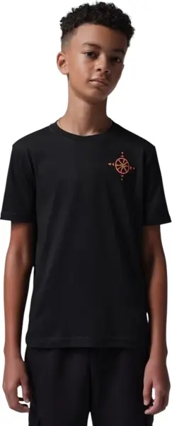 Футболка підліткова Nike JORDAN COMPASS JUMPMAN чорно-оранжево-жовта 95F542-023