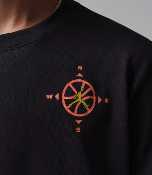Футболка підліткова Nike JORDAN COMPASS JUMPMAN чорно-оранжево-жовта 95F542-023