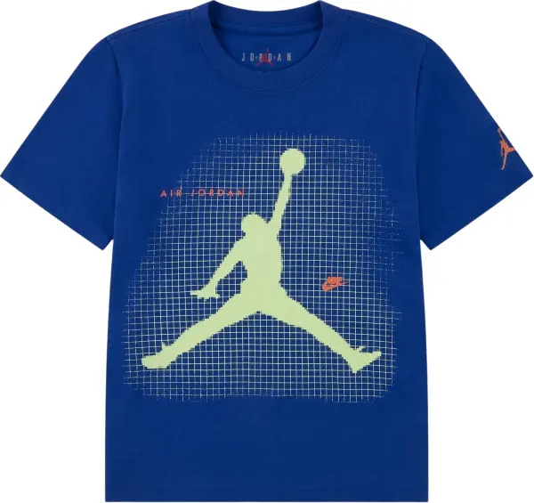 Футболка подростковая Nike JORDAN JUMPMAN GRID BLUR сине-салатовая 95F634-U89