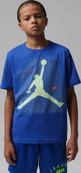 Футболка подростковая Nike JORDAN JUMPMAN GRID BLUR сине-салатовая 95F634-U89