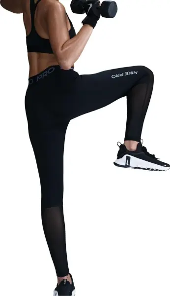 Лосіни жіночі Nike PRO MID-RISE FULL-LENGTH MESH-PANELED чорні HJ1163-010
