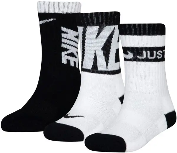 Шкарпетки дитячі Nike DRI-FIT CUSHIONED CREW біло-чорні (3 пари) BN0679-023