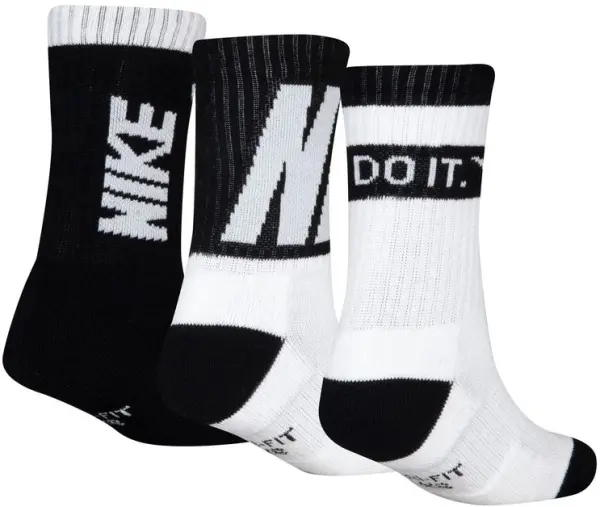 Шкарпетки дитячі Nike DRI-FIT CUSHIONED CREW біло-чорні (3 пари) BN0679-023