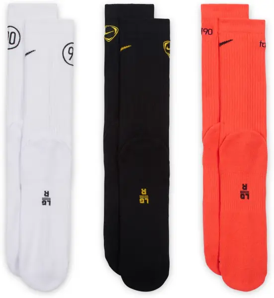 Носки Nike TOTAL90 EVERYDAY CUSHIONED CREW белые, черные, оранжевые (3 пары) IM5021-900