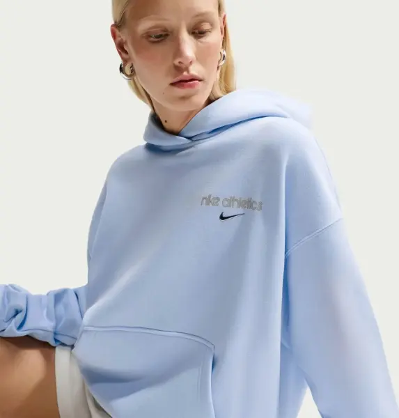 Худі жіноче Nike STUDIO FLEECE MEDIUM WEIGHT OVERSIZED блакитне IU3725-407