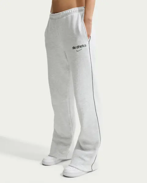 Спортивные штаны женские Nike STUDIO FLEECE MEDIUM WEIGHT OPEN-HEM светло-серые IU3726-051