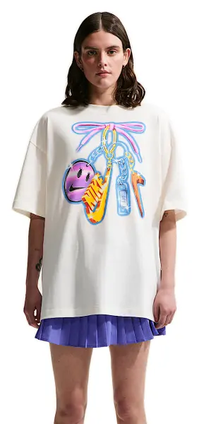 Футболка спортивна жіноча Nike SPORTSWEAR CLASSIC OVERSIZED молочно-різнокольорова IR7848-133