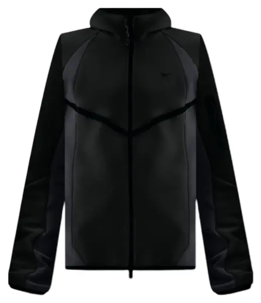 Толстовка Nike TECH FLEECE COLOUR BLOCK WINDRUNNER черно-темно-серая IF1325-010