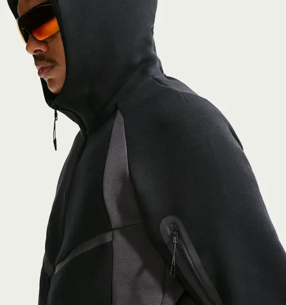 Толстовка Nike TECH FLEECE COLOUR BLOCK WINDRUNNER черно-темно-серая IF1325-010