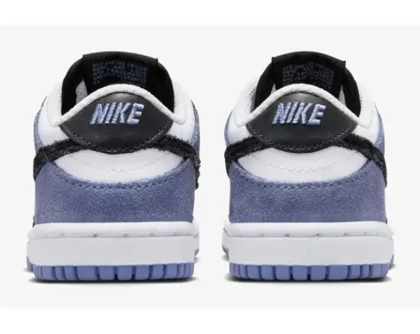 Кроссовки детские Nike DUNK LOW ESS+ бело-черно-фиолетовые IQ2750-103