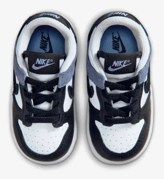 Кроссовки детские Nike DUNK LOW ESS+ бело-черно-фиолетовые IQ2750-103