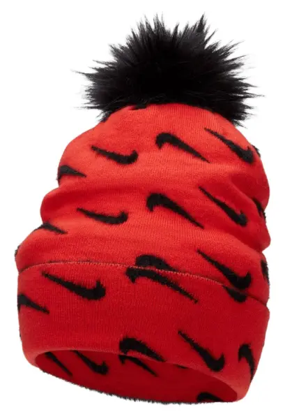 Шапка дитяча Nike PEAK POM POM BEANIE червоно-чорна FJ6306-633