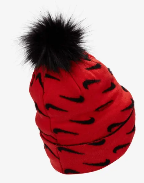 Шапка дитяча Nike PEAK POM POM BEANIE червоно-чорна FJ6306-633