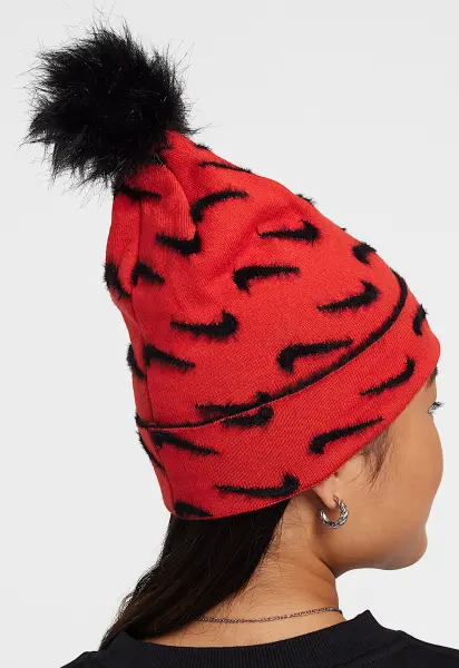 Шапка дитяча Nike PEAK POM POM BEANIE червоно-чорна FJ6306-633