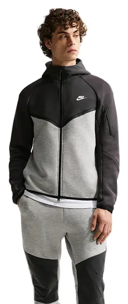 Толстовка Nike TECH FLEECE WINDRUNNER темно-серо-черно-белая IH4302-063
