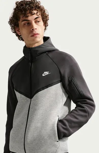 Толстовка Nike TECH FLEECE WINDRUNNER темно-серо-черно-белая IH4302-063