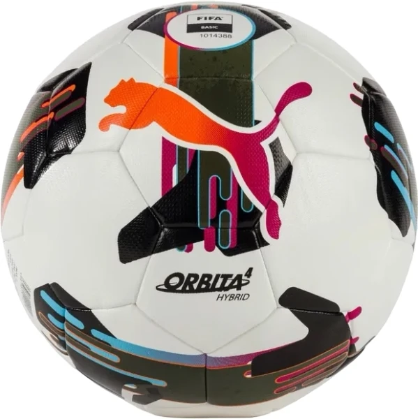 Футбольний м'яч Puma ORBITA 4 HYB (FIFA BASIC) біло-чорно-оливковий Розмір 5 084326-01