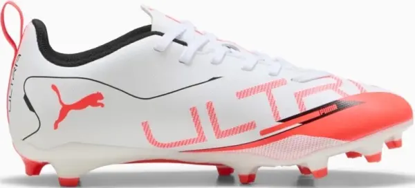Бутсы детские Puma ULTRA 5 PLAY FG/AG бело-коралловые 108170-01