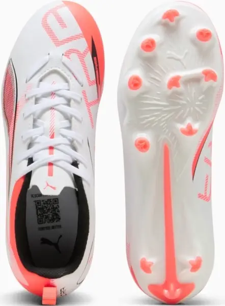 Бутсы детские Puma ULTRA 5 PLAY FG/AG бело-коралловые 108170-01