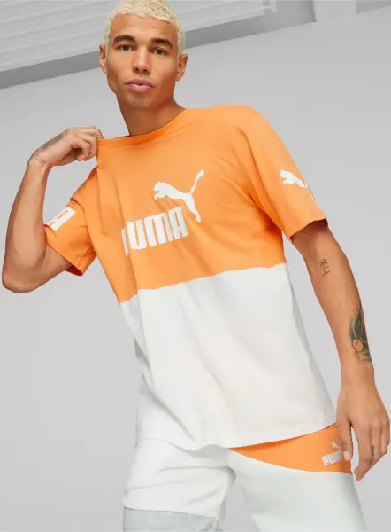 Футболка Puma POWER COLORBLOCK оранжево-біла 673321-46
