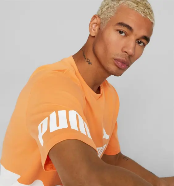 Футболка Puma POWER COLORBLOCK оранжево-біла 673321-46