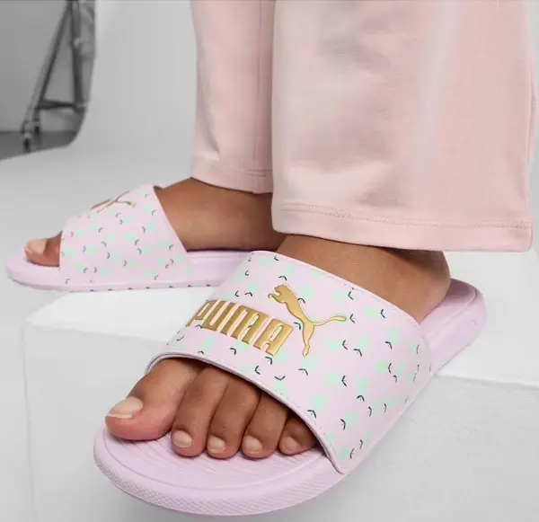Шльопанці дитячі Puma COOL CAT 2.0 LEMON бузково-лаймові 395657-01
