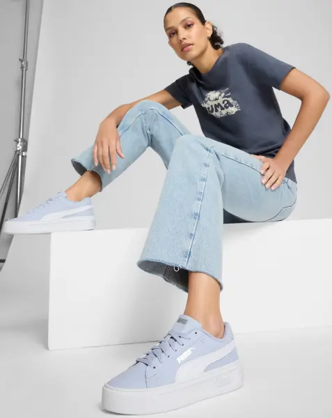Кеди жіночі Puma SMASH V3 блакитно-білі 390758-20