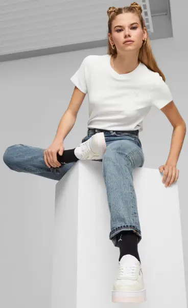 Кроссовки женские Puma CARINA STREET бело-бежево-светло-розовые 389390-10