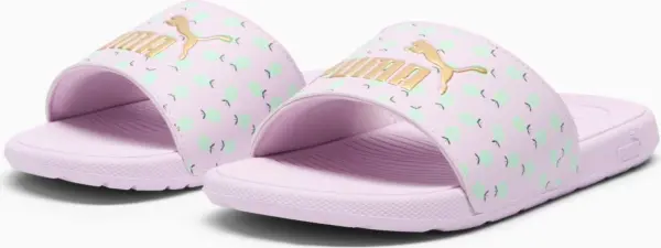 Шлепанцы детские Puma COOL CAT 2.0 LEMON сиренево-лаймовые 395655-01