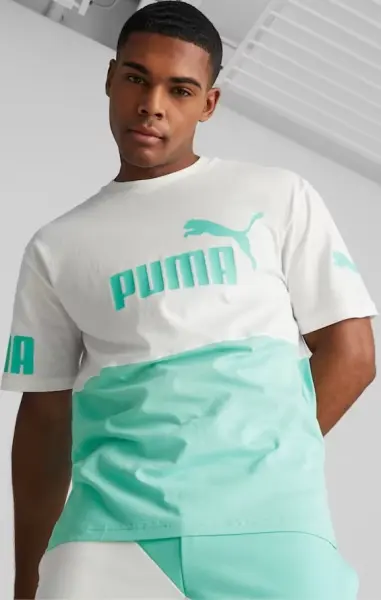 Футболка Puma POWER COLORBLOCK бірюзово-біла 673321-77