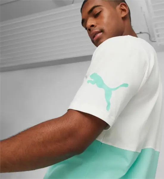Футболка Puma POWER COLORBLOCK бірюзово-біла 673321-77