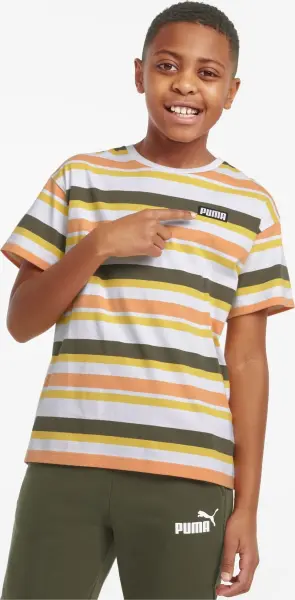 Футболка підліткова Puma ALPHA STRIPED біло-жовто-оранжево-оливкова 847293-02