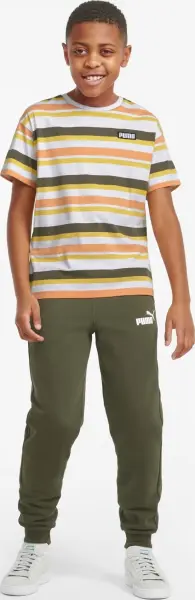 Футболка підліткова Puma ALPHA STRIPED біло-жовто-оранжево-оливкова 847293-02