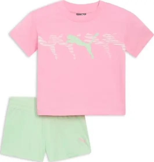Комплект летний детский Puma LOGO розово-салатовый 859954-01