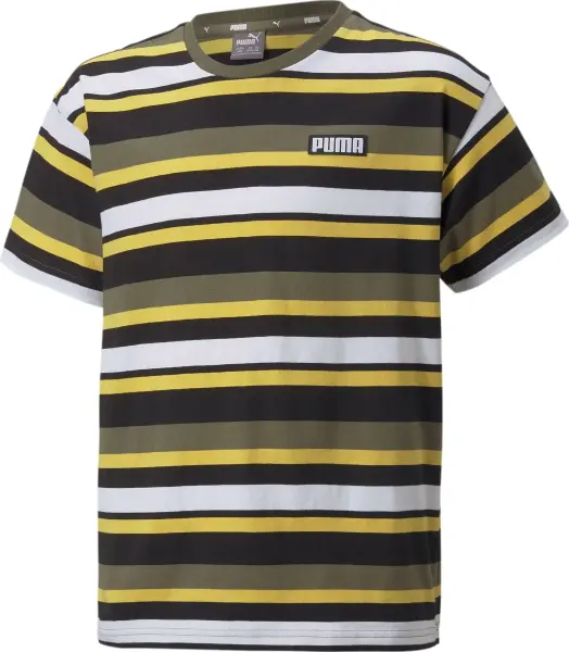Футболка підліткова Puma ALPHA STRIPED оливково-чорно-жовта 847293-32
