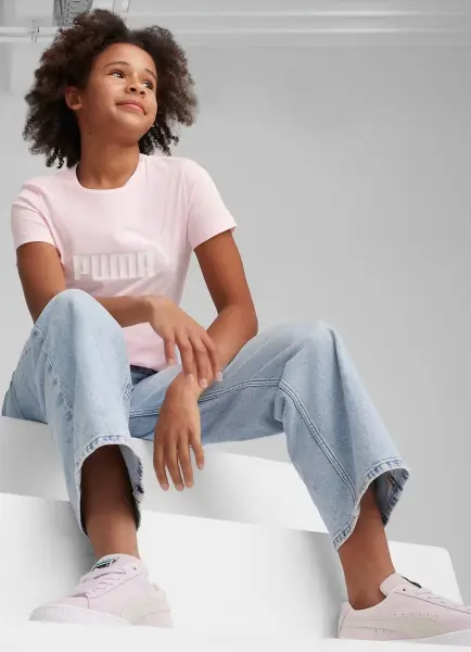 Футболка подростковая Puma ESSENTIALS LOGO светло-розовая 587029-67