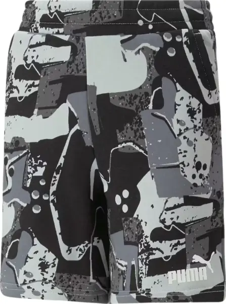 Шорты подростковые Puma ESSENTIALS+ STREET ART PRINTED серо-черные 674078-01