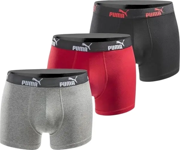 Трусы (боксерки) Puma EVERYDAY COTON STRETCH серо-черно-красные (3 штуки) 100003547-009