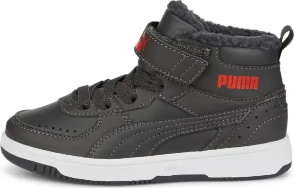 Черевики дитячі Puma REBOUND JOY FUR темно-сіро-червоні 375479-06