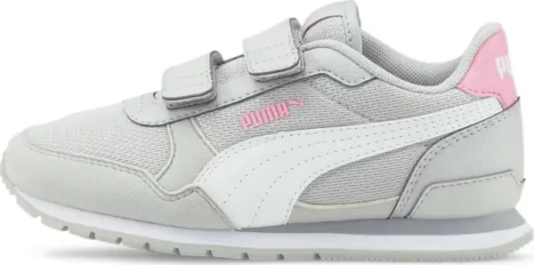 Кроссовки детские Puma ST RUNNER V3 MESH серо-бело-розовые 385511-03