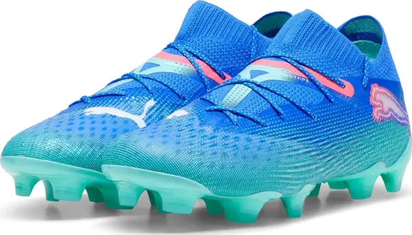 Бутси жіночі Puma FUTURE 7 ULTIMATE FG/AG бірюзово-синьо-коралові 107917-01