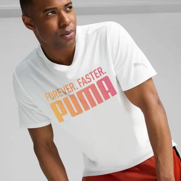 Футболка Puma RUN FAVORTIES FOREVER FASTER біло-жовтогаряча 526146-02