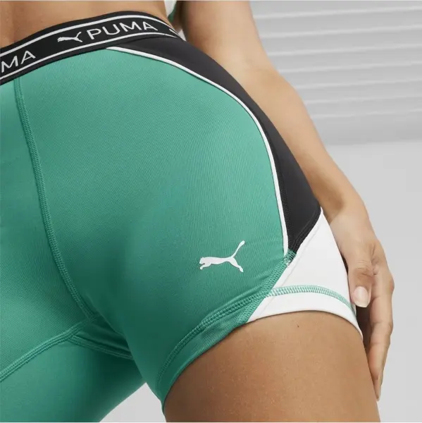 Шорты-тайтсы женские Puma FIT TRAIN STRONG 5" зелено-черно-белые 525042-86