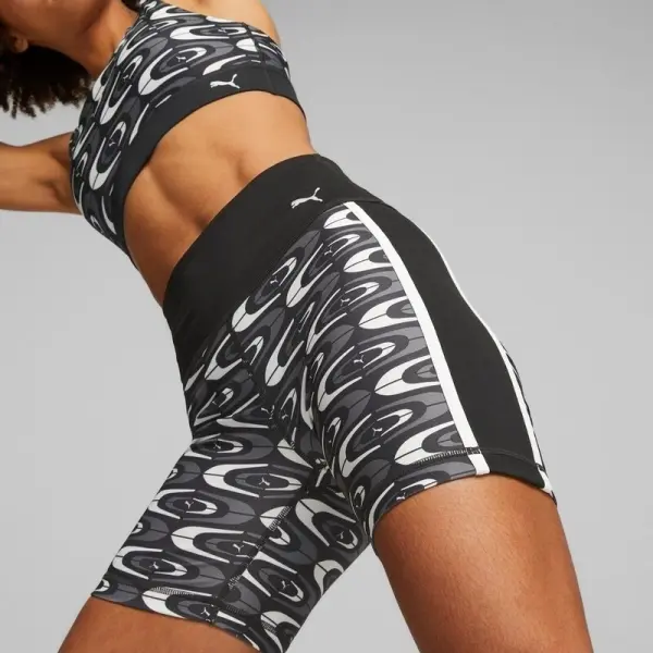 Шорты-тайтсы женские Puma RETRO GLAM черно-серо-белые 523893-01