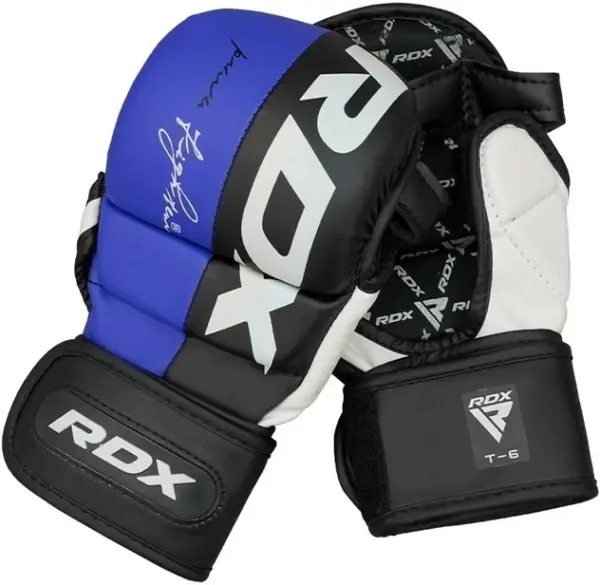 Перчатки для MMA RDX GRAPPLING GLOVES REX T6 PLUS сине-черно-белые GGR-T6U