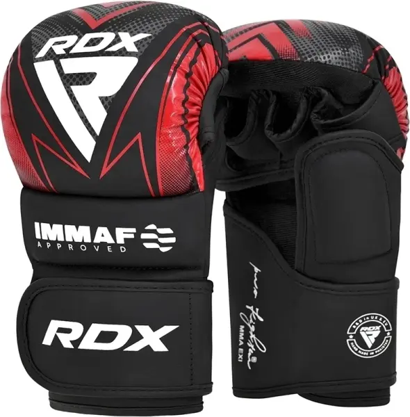 Рукавички MMA RDX GRAPPLING GLOVES SHOOTER IMMAF-1 чорно-червоні GSR-IMF-1R