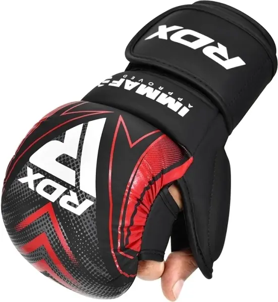 Рукавички MMA RDX GRAPPLING GLOVES SHOOTER IMMAF-1 чорно-червоні GSR-IMF-1R